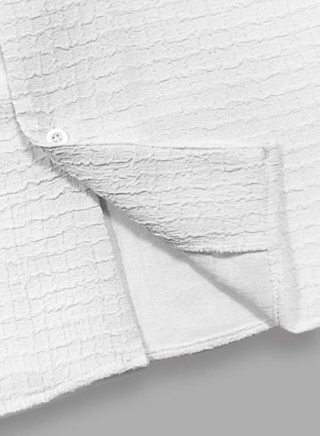 Take Two  Men Textured White Short Sleeve Shirt for Men | Best Price UAE
